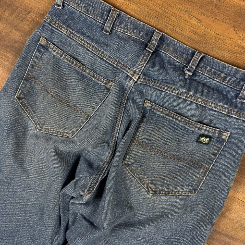 Key Industries Mens Blue Workwear Denim Jeans Straight Leg 34x30 Medium Wash
